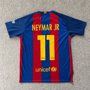 FC Barcelona Neymar Jr #11 Home Soccer Jersey Qatar Airways Men’s Size M